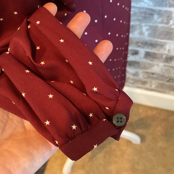 Loft petites wrap dress. Size OP. Maroon with white stars. Pretty. - Picture 7 of 16